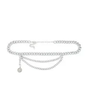Shashi | Classic Layered Coin Belt in Silver Elevate your bohemian-chic style with this stunning vintage  main image 3